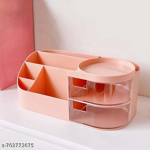 MakeUp Organizer Stand Desk Storage Dressing Table Organiser Cosmetic Organizer  Box Skin  Care Table Bathroom Organiser Makeup Storage  Box Makeup Vanity with Transparent Drawer(Pink) - WYNAMIX store