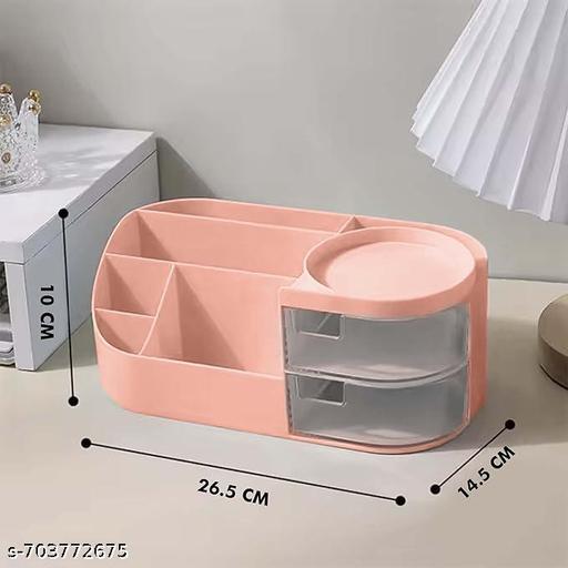 MakeUp Organizer Stand Desk Storage Dressing Table Organiser Cosmetic Organizer  Box Skin  Care Table Bathroom Organiser Makeup Storage  Box Makeup Vanity with Transparent Drawer(Pink) - WYNAMIX store