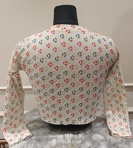 BLOUSE I READYMADE BLOUSE I WOMAN READYMADE BLOUSE I PRINTED READYMADE FULL SLEEVE BLOUSE WHITE - WYNAMIX store