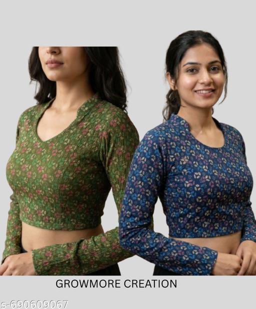 Premium Lycra Printed Blouse Combo for Women | blouse readymade blouse | readymade blouse | blouse new | blouse designs | blouse for women designer | designer blouse | blouse full sleeve | readymade blouse for women | women blouse | new blouse design - WYNAMIX store