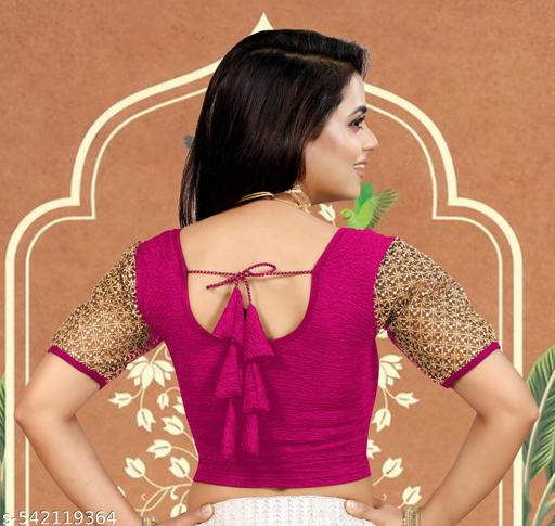 Latest Golden Sleeve Pattern Lycra Stretchable Blouse Tassels on Back for Women - WYNAMIX store