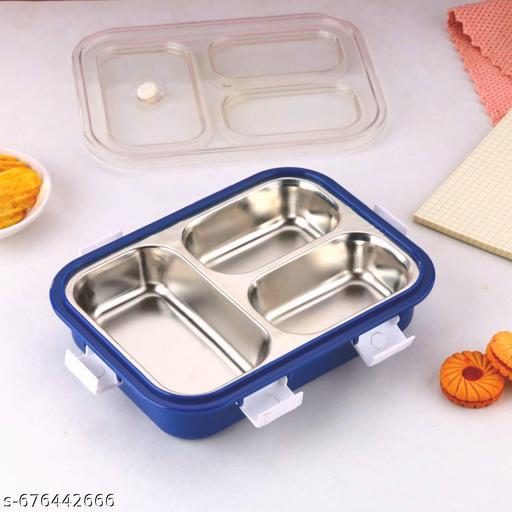 3 Compartment Lunch Box for Adults - Lunch Box for Kids - with Spoon, Stainless Steel Lunch Box with 3 Compartment - Durable Perfect Size for On-The-Go Meal, BPA-Free - WYNAMIX store
