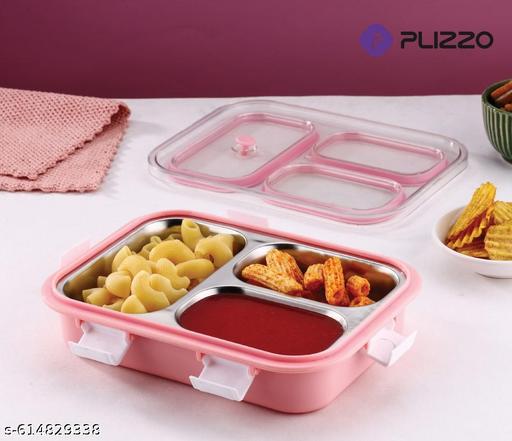 Stylish Pink Stainless Steel Lunch Box for Kids & Adults | 3-Compartment Leak-Proof Tiffin with Airtight Lid | BPA-Free, Rust-Resistant | Ideal for Office, School & Travel | 1000ml Capacity - WYNAMIX store