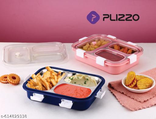 Stylish Pink Stainless Steel Lunch Box for Kids & Adults | 3-Compartment Leak-Proof Tiffin with Airtight Lid | BPA-Free, Rust-Resistant | Ideal for Office, School & Travel | 1000ml Capacity - WYNAMIX store