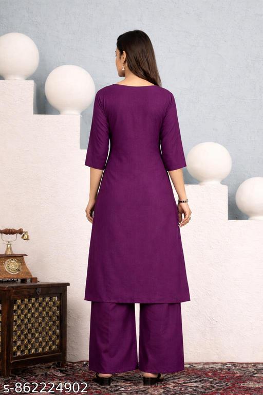 Women Embroidered Kurta Palazzo Set | Traditional Straight Kurti Set for Festive, Office & Casual Wear - WYNAMIX store