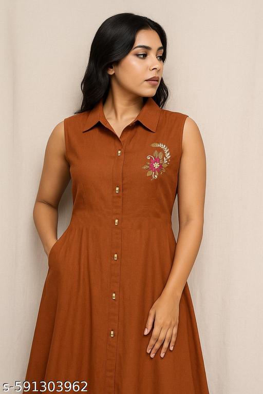 Zelegant Rust Orange Colour Kurti Palazzo Set for Women & Girls | Stylish Sleeveless Kurti Set with Embroidery - WYNAMIX store