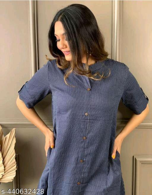 Cotton Khata Co-ord set Kurta Plazzo {NAVY BLUE} - WYNAMIX store