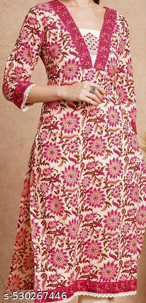 V Neck Floral Printed Single Kurta Only - WYNAMIX store