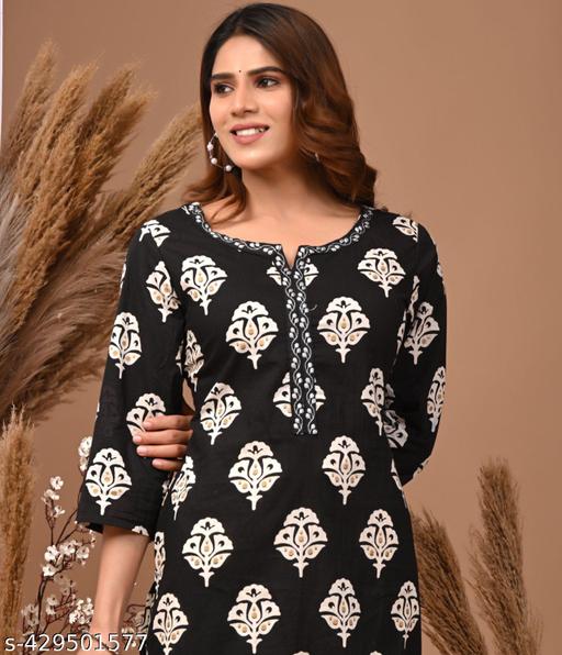 Jet Black Floral Grace Kurti - WYNAMIX store