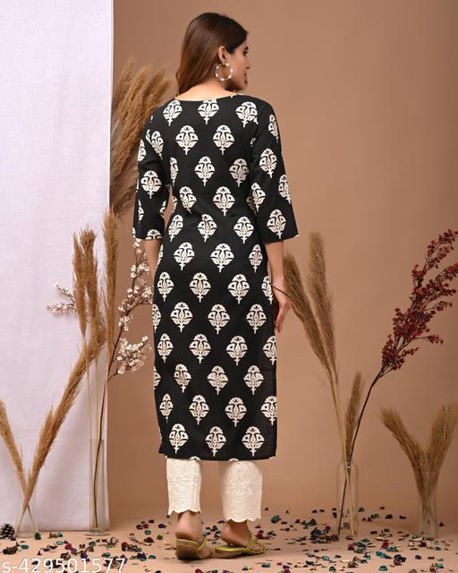 Jet Black Floral Grace Kurti - WYNAMIX store