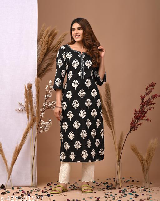 Jet Black Floral Grace Kurti - WYNAMIX store