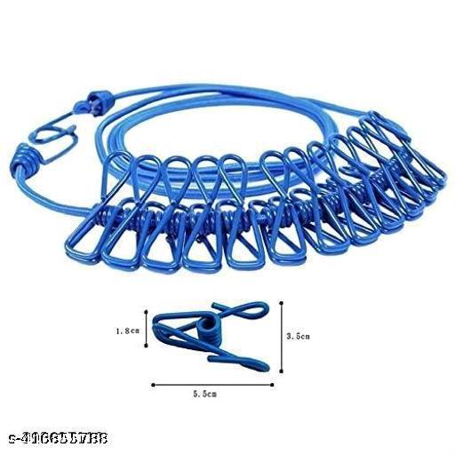 Cloth Rope for Cloth Drying Rope with Hooks Rope for Drying Clothes Hanging Rope with 12 Clips for Clothes Drying Wire for Clothes Drying Clothes Rope for Drying with Hooks Cloth line Rope - WYNAMIX store