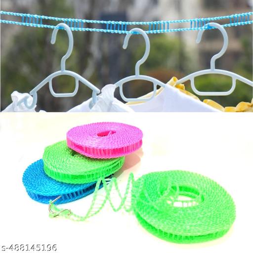 3 Pc of Windproof Anti-Slip Clothes Washing Line Drying Nylon Rope with Hooks/Nylon Clothesline Rope/Cloth Drying Rope/Rope for Cloth Drying - 5 Meter (Multicolor (3) - WYNAMIX store