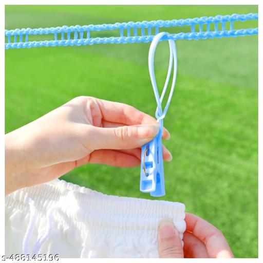 3 Pc of Windproof Anti-Slip Clothes Washing Line Drying Nylon Rope with Hooks/Nylon Clothesline Rope/Cloth Drying Rope/Rope for Cloth Drying - 5 Meter (Multicolor (3) - WYNAMIX store