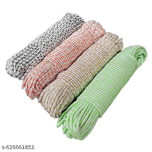 jayanti stores 40 Meter Heavy Duty Clothesline Rope [10 Meter Pack of 4 = 40 Meter] Adjustable, Anti-Slip Polyester Laundry Line for Indoor & Outdoor Drying – Strong, Multicolour Kapde Sukhane ka Rassi - WYNAMIX store