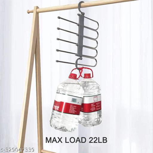 PNV --- (Pack of 2) 5 in 1 Stainless Steel Foldable Hangers for Clothes Hanging Multi-Layer Multi-Purpose Pant Hangers for Wardrobe Magic Foldable Hanger... - WYNAMIX store