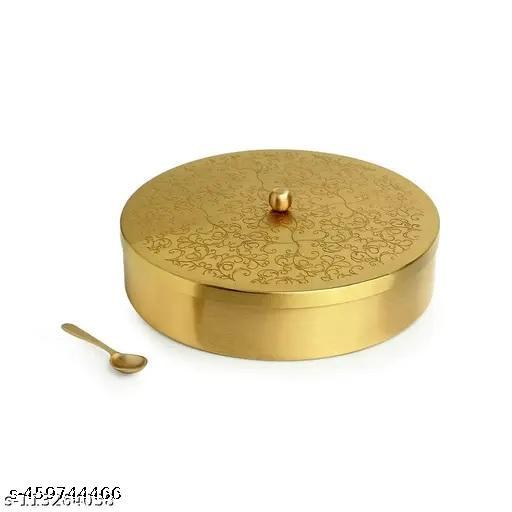 DecoCrafts India Gold Plated Handcrafted Spice Boxx Set For Kitchen With Spoon Masala Boxx Masala Dani Masala Dabba & Spice Container (7 Detachable Containers, 100 ML) - WYNAMIX store
