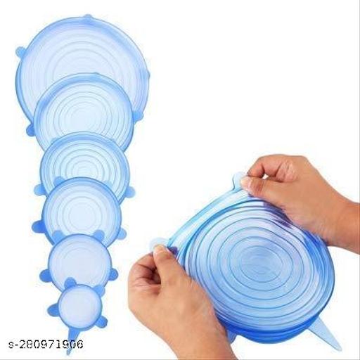 HaveAdeal Silicon Reusable Flexible lids forFood Covers Containers Stretch wrap and Seal Lids, Silicon Food wrap for Bowl Kitchen - Set of 6 with Various Sizes - WYNAMIX store