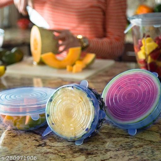 HaveAdeal Silicon Reusable Flexible lids forFood Covers Containers Stretch wrap and Seal Lids, Silicon Food wrap for Bowl Kitchen - Set of 6 with Various Sizes - WYNAMIX store