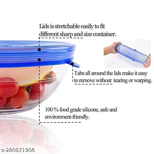 HaveAdeal Silicon Reusable Flexible lids forFood Covers Containers Stretch wrap and Seal Lids, Silicon Food wrap for Bowl Kitchen - Set of 6 with Various Sizes - WYNAMIX store