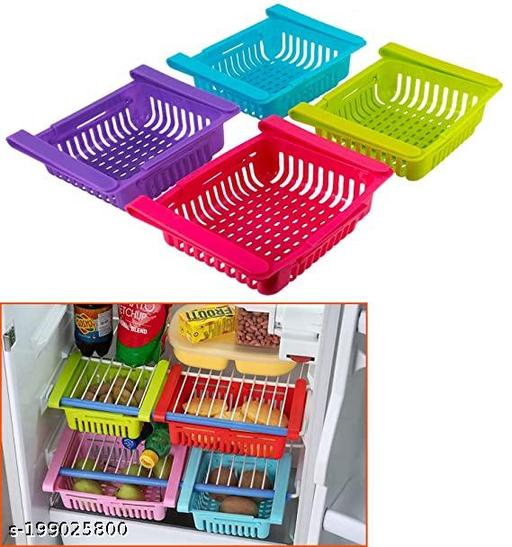 Yogi New Adjustable Fridge Storage / Organiser Basket MultiColor (Pack of 4 ) - WYNAMIX store