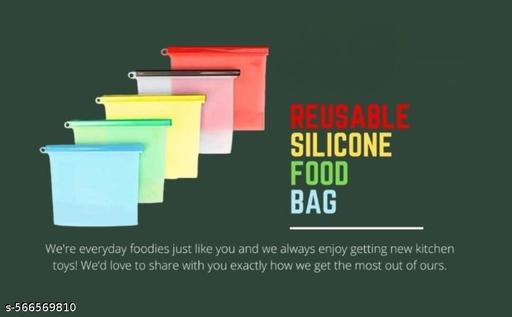 Airtight Silicone Leakproof Food Storage Bag For Vegetable |Liquid| Meat | Refrigerator Cooking Pouch | Foldable Freezer Bag(Pack of 3) - WYNAMIX store