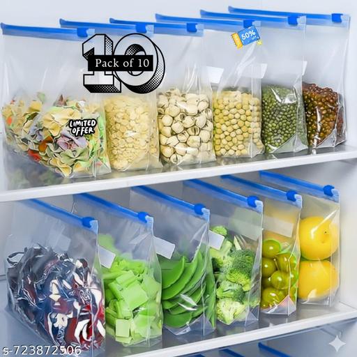 (6 ZIPPER) Plastic Zip Lock Slider Zipper Transparent Bag For Food Storage,Fruit Vegetable Freeze Storage Pouch Bags,  Ziplock Bags Best For Fridge Storage  - WYNAMIX store
