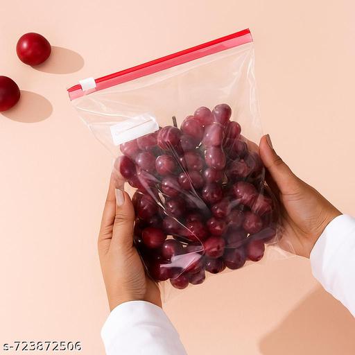 (6 ZIPPER) Plastic Zip Lock Slider Zipper Transparent Bag For Food Storage,Fruit Vegetable Freeze Storage Pouch Bags,  Ziplock Bags Best For Fridge Storage  - WYNAMIX store