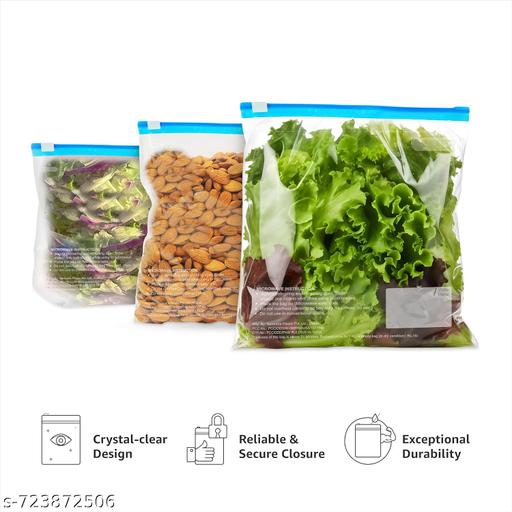 (6 ZIPPER) Plastic Zip Lock Slider Zipper Transparent Bag For Food Storage,Fruit Vegetable Freeze Storage Pouch Bags,  Ziplock Bags Best For Fridge Storage  - WYNAMIX store