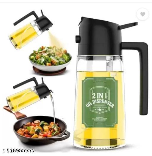  SKYNZE® 2 In 1 Oil Sprayer & Dispenser Bottle for Kitchen | For Cooking, Salad, Air Fryer, Barbecue, Baking | Premium Glass Bottle | Durable | with Leak Proof Seal | Multicolor - WYNAMIX store