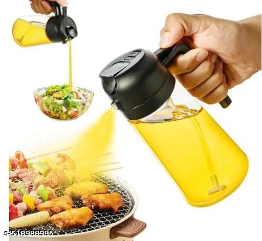  SKYNZE® 2 In 1 Oil Sprayer & Dispenser Bottle for Kitchen | For Cooking, Salad, Air Fryer, Barbecue, Baking | Premium Glass Bottle | Durable | with Leak Proof Seal | Multicolor - WYNAMIX store