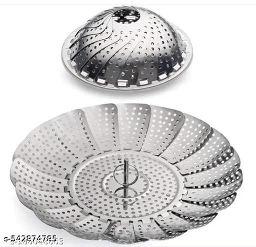 Steamer Basket Stainless Steel Steamer for Vegetable/Insert for Pots, Pans steam boiling | Foldable Vegetable Steamer for Cooking to Fits Various(Silver, Pack of 1) - WYNAMIX store