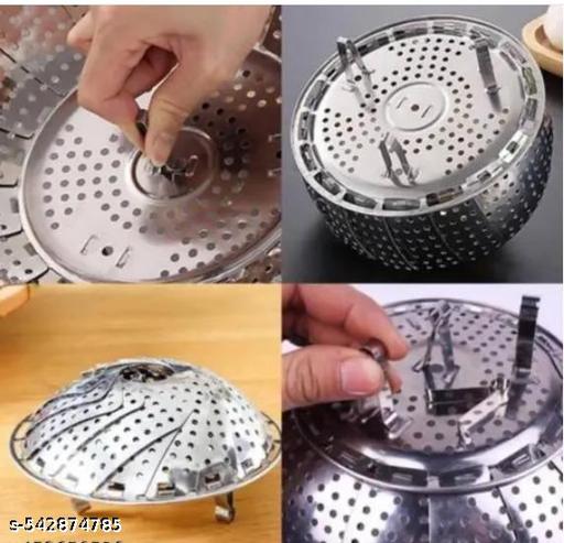 Steamer Basket Stainless Steel Steamer for Vegetable/Insert for Pots, Pans steam boiling | Foldable Vegetable Steamer for Cooking to Fits Various(Silver, Pack of 1) - WYNAMIX store