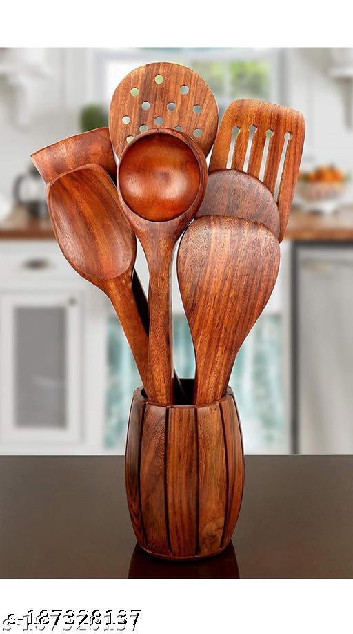 Wooden kitchen spoon set of 7   no holder  - WYNAMIX store