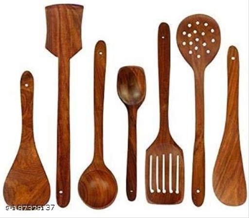 Wooden kitchen spoon set of 7   no holder  - WYNAMIX store