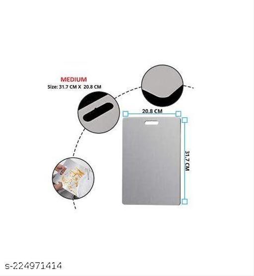 MKHOME Stainless Steel Cutting Board Metal Board for Home Cutting Board for Fruit, Vegetable, Bread & Meat Durable Safe & Heavy Duty(Medium - 14.5 cm x 9.5 Inch) - WYNAMIX store