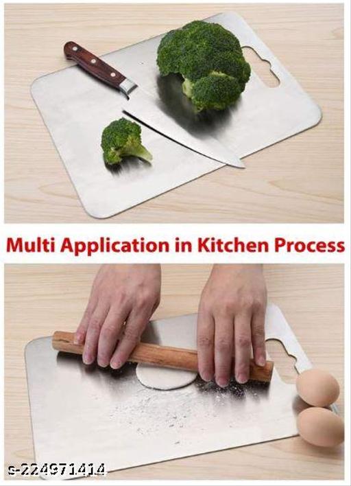 MKHOME Stainless Steel Cutting Board Metal Board for Home Cutting Board for Fruit, Vegetable, Bread & Meat Durable Safe & Heavy Duty(Medium - 14.5 cm x 9.5 Inch) - WYNAMIX store