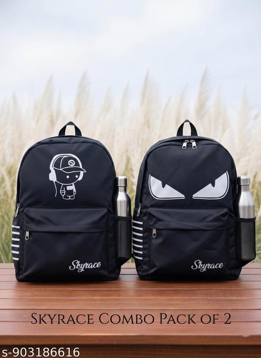 Dhamaka Offer Combo Pack of 2 Waterproof Casual Backpack Black Bag for Office Tuition School Class 5 6 7 8 9 10 For Teenagers - WYNAMIX store