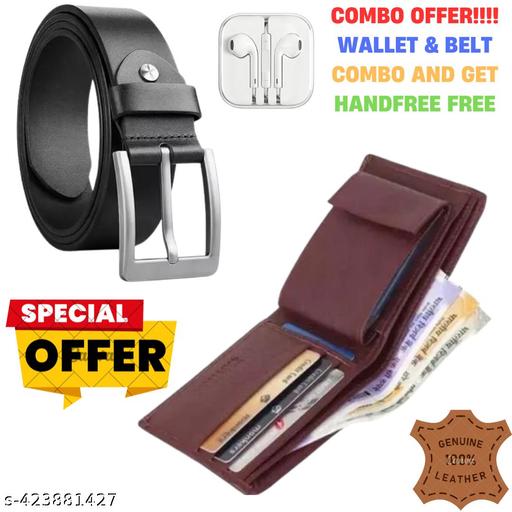 Trendy Premium Men's Wallet and Belt Combo AND GET WIRED HANDFREE FREE  - WYNAMIX store