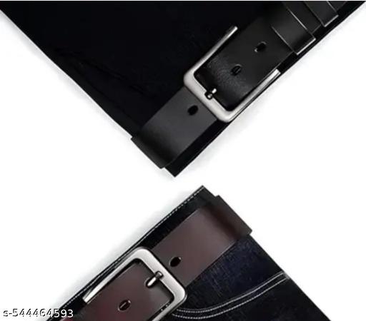 MENS STYLISH ARTIFICIAL KEATHER BELT IN BROWN AND BLACK COLOUR PACK OF 2 - WYNAMIX store