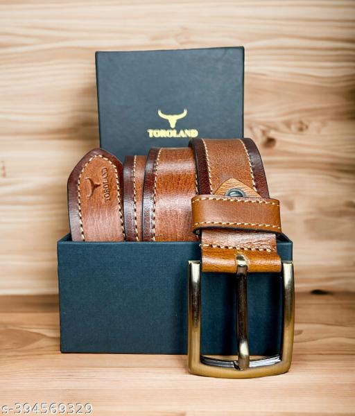TOROLAND BROWN MEN CASUAL GENUINE LEATHER BELT - WYNAMIX store
