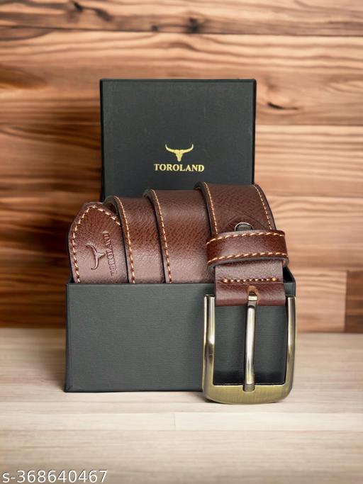 TOROLAND BROWN MEN CASUAL GENUINE LEATHER BELT - WYNAMIX store