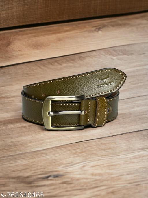 TOROLAND OLIVE GREEN MEN CASUAL GENUINE LEATHER BELT - WYNAMIX store