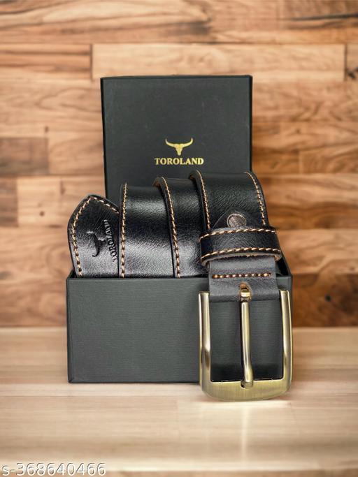 TOROLAND BLACK MEN CASUAL GENUINE LEATHER BE﻿LT - WYNAMIX store
