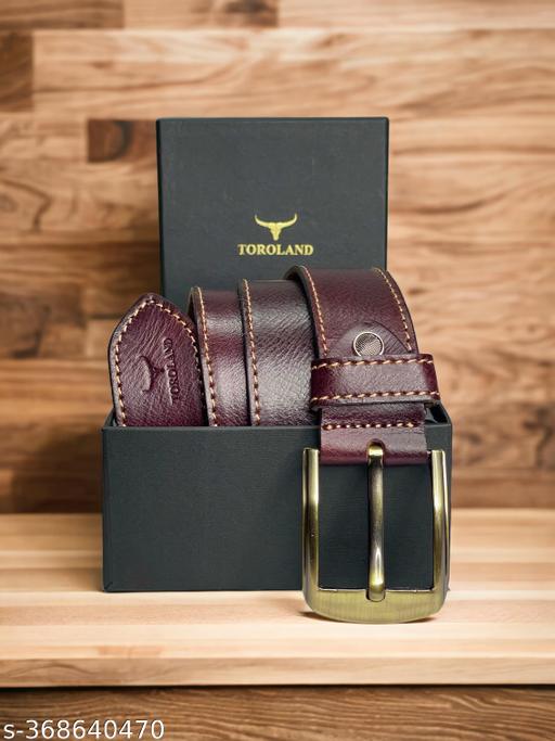 TOROLAND MAROON MEN CASUAL GENUINE LEATHER BELT - WYNAMIX store