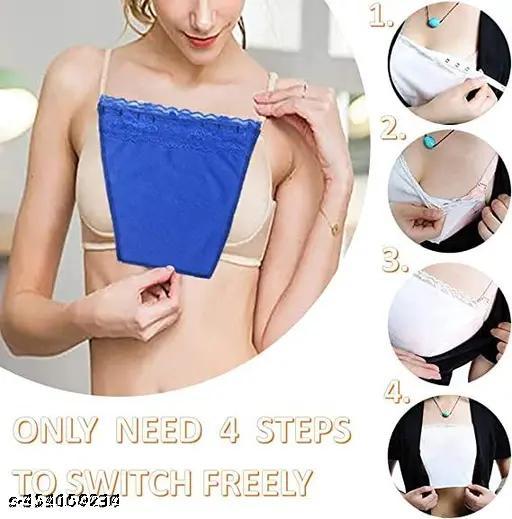 Cotton Clip-on Mock Lace Camisole for Women, Deep Neck Cleavage Cover Cami Secret(Black,white,Beige) Free Size) Set of 3 - WYNAMIX store