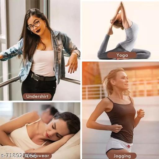 Women & Girls Premium Quality Cotton Camisole Pack of 02| Seamless Stretchable Black & Pink Soft and Plain Tank Top| Adjustable Straps Padded Camisole Slip| Women’s Daily Wear Removable Pads Innerwear| High-Quality Cotton Fabric Trendy Stylish Modern Camisole for Women - WYNAMIX store
