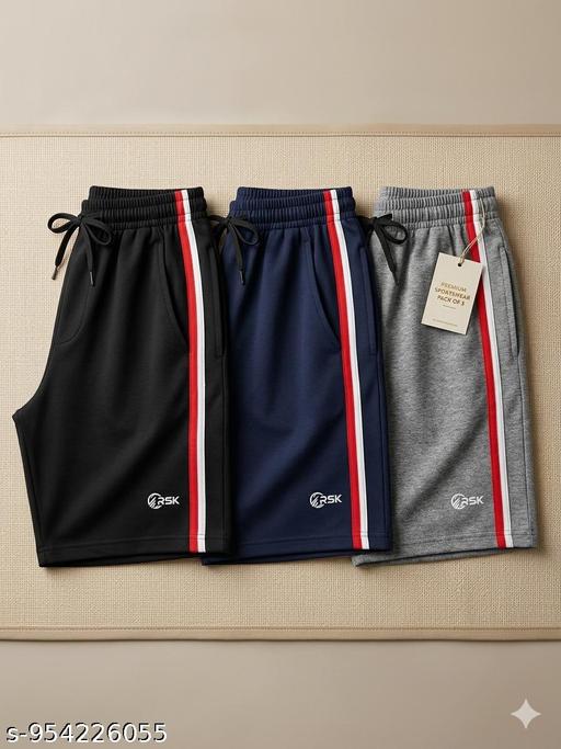 Men Casual Sports Shorts Combo Pack of 3 | Comfortable Elastic Waist Gym Running Daily Wear Shorts for Men-11 - WYNAMIX store