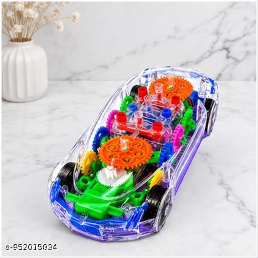See Through Body Mechanical Gear Car Toy with 3D Flashing Rainbow Lights Melodious Musical Sound Effects Battery Operated Educational Toy for Toddlers - WYNAMIX store