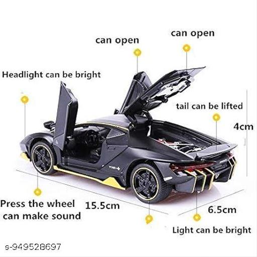 Lamborghini Black Sports Car Toy 1:32 Scale Metal Model with Pull Back Drive & Sound Light【Black】 - WYNAMIX store